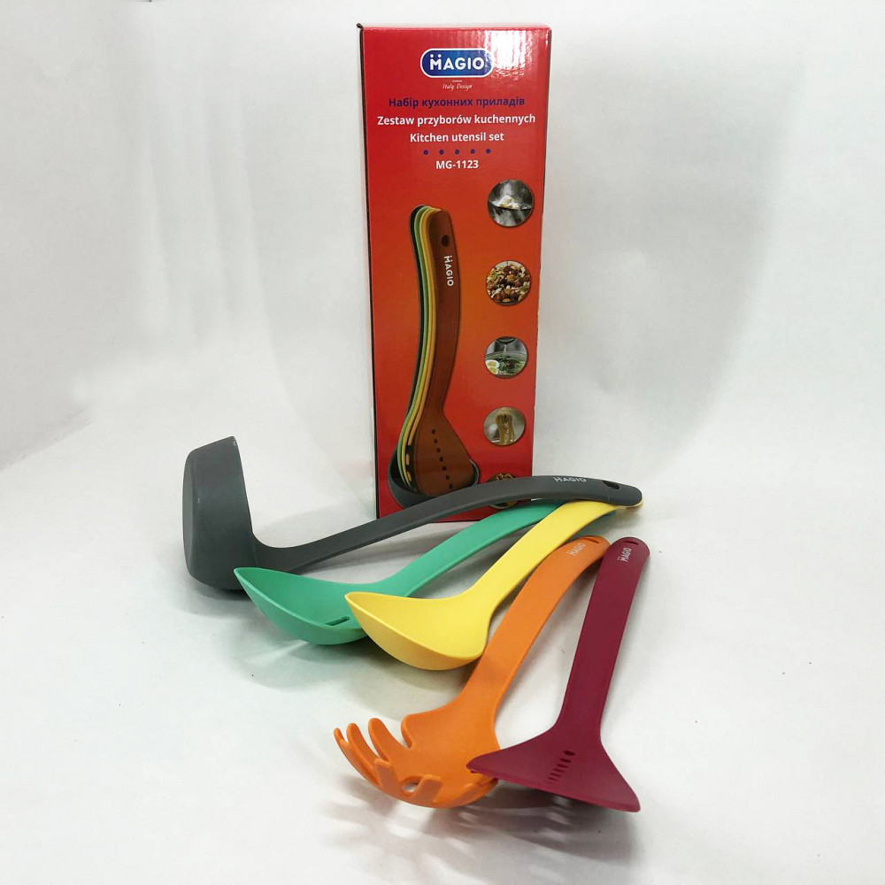 Силіконові кухонні прилади для готування, Набір кухарського, Набір кухонного начиння на підставці CG-15 Львів - фото 3