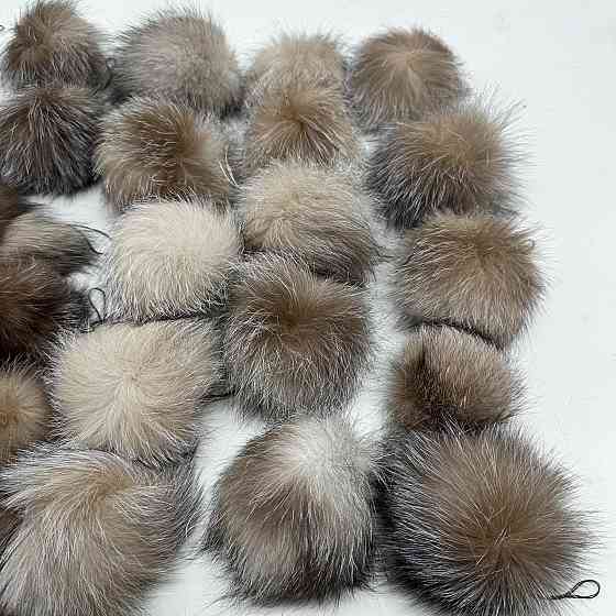 Помпон из натурального меха блюфрост 15-16 см Рыжий Харьков