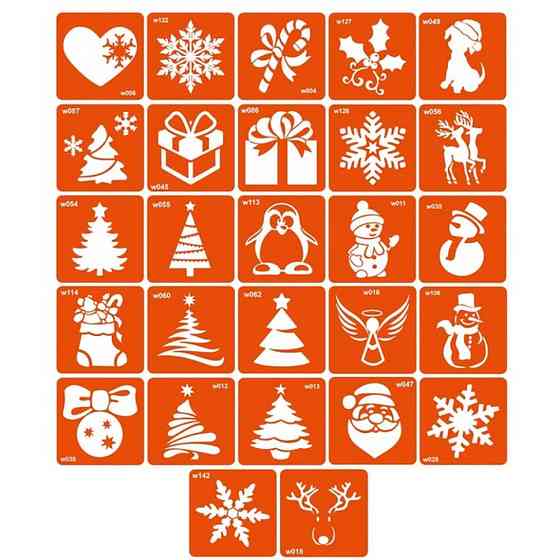 Набор трафаретов для био-тату «W - зима» w_simple_5x5_27_1 Винница