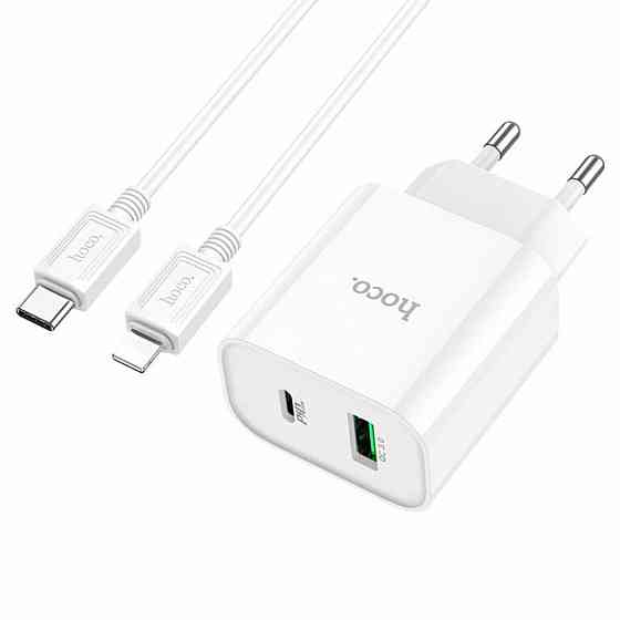 Мережевий зарядний пристрій HOCO C80A Plus Rapido PD20W+QC3.0 charger set, колір білий 6931474779892 Одеса