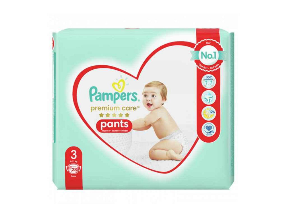Підгузники-трусики одноразові Prem. Care Pants Midi (6-11 кг)Сер. 28 ТМ PAMPERS Київ - фото 1