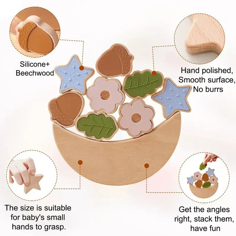 Балансирующие деревянные игрушки Монтессори, деревянные игрушки-конструктор для детей на 9 элементов Каменец-Подольский - изображение 6