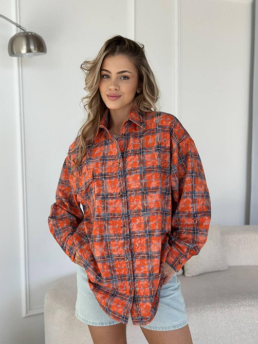 Женская трендовая оверсайз рубашка в клетку коттон варка Одесса - изображение 1
