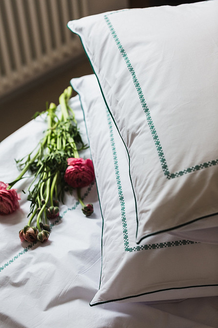 Ecotton Комплект постільної білизни Сімейний з вишивкою та кантом український хрестик Dark Gree Коломия - фото 9