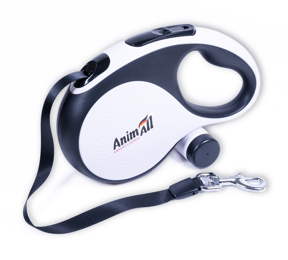 AnimAll Рулетка-повідець з диспенсером ХL до 50 кг/8 метрів, біла Київ - фото 1
