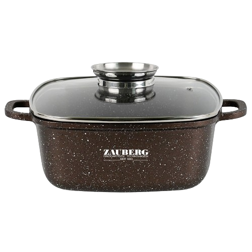 Каструля алюміній квадратна 4,4л скляна кришка а/п Marble індукційне дно 1224-CH Interos Житомир - изображение 1