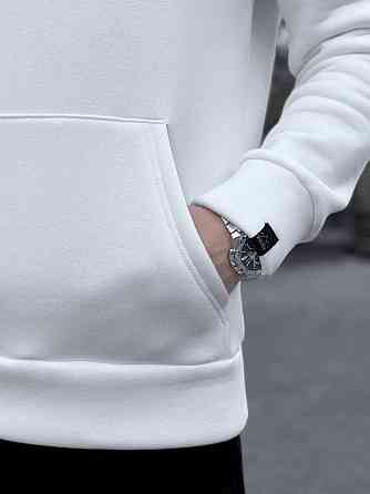 Теплое мужское худи на флисе с капюшоном молочное Pobedov 008 ЗИМА Киев