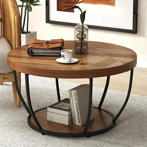 Столик журнальний у стилі лофт з металевими ніжками та дерев’яною стільницею Costway Leo Київ - фото 1