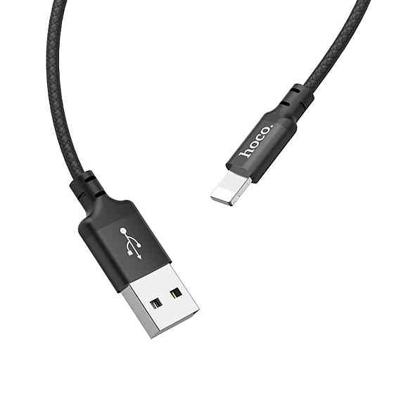 Кабель HOCO X14 USB to iP 2A, 1m, nylon, aluminum connectors, Black Киев