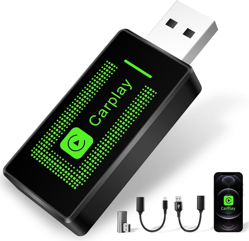 Бездротовий адаптер CarPlay Lyssiefeel, USB-A USB-C, для авто з дротовим CarPlay, карплей для iPhone iOS 10+ Київ - фото 1