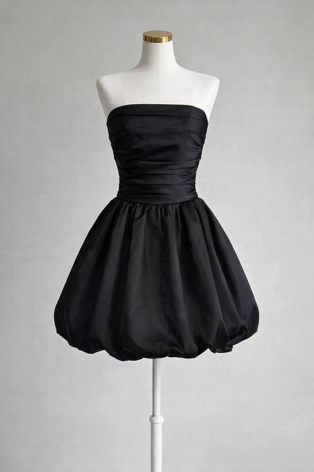 Женское коктейльное мини платье с пышной юбкой дабл сатин с подкладкой Черный, 44/46 Одесса - изображение 10