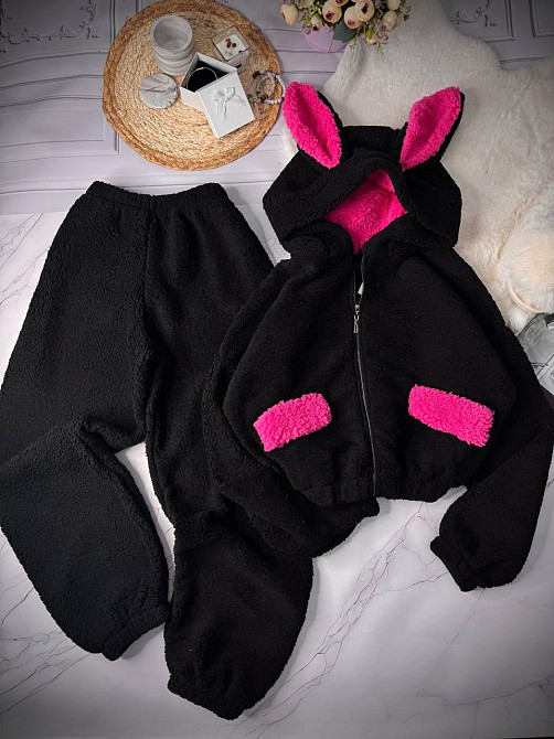 Жіноча повсякденна домашня плюшева піжама з вушками з турецького м'якого хутра Teddy Одеса - фото 5