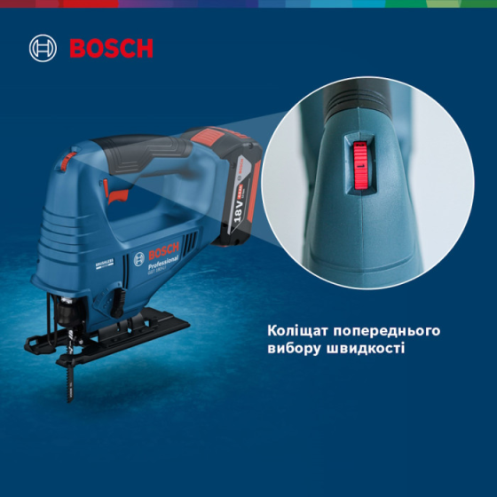 Професійний акумуляторний лобзик Bosch GST 183-LI Solo : без АКБ, 3300 об/хв, глибина різу 95мм Київ