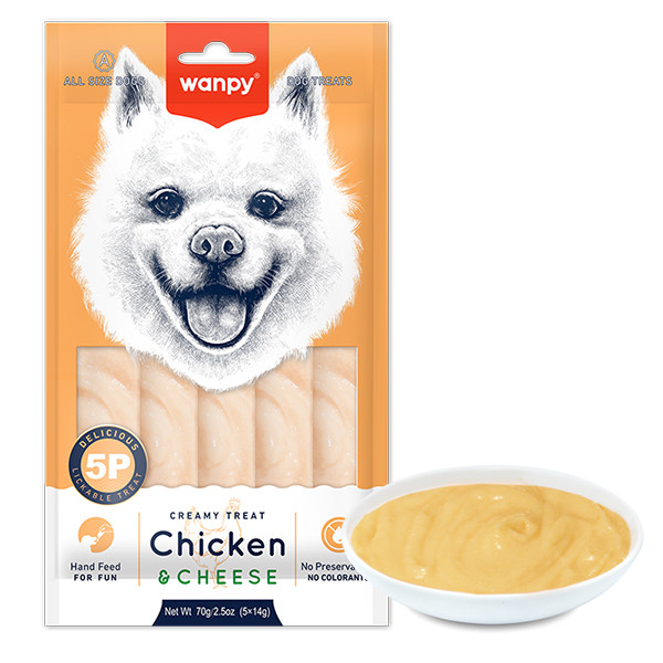 Wanpy Creamy Lickable Treat Chicken&Cheese ВАНПИ КУРИЦА СЫР жидкое лакомство для собак Киев - изображение 1