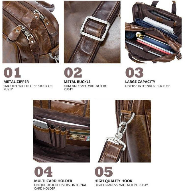 Мужская кожаная сумка Vintage 14769 Коричневая Киев - изображение 6