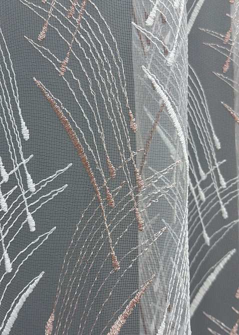 Тюль фатин с вышивкой и люрексом цвет белый с пудровым 1649т Киев - изображение 5