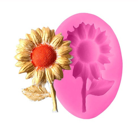 Молд силиконовый Подсолнух 80 на 55 мм розовый Киев - изображение 3