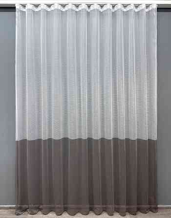 Тюль VR-Textil 1746т Сітка Льон Білий з венге 300х250 см (42-0756) Київ