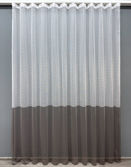 Тюль VR-Textil 1746т Сітка Льон Білий з венге 300х250 см (42-0756) Київ - фото 2