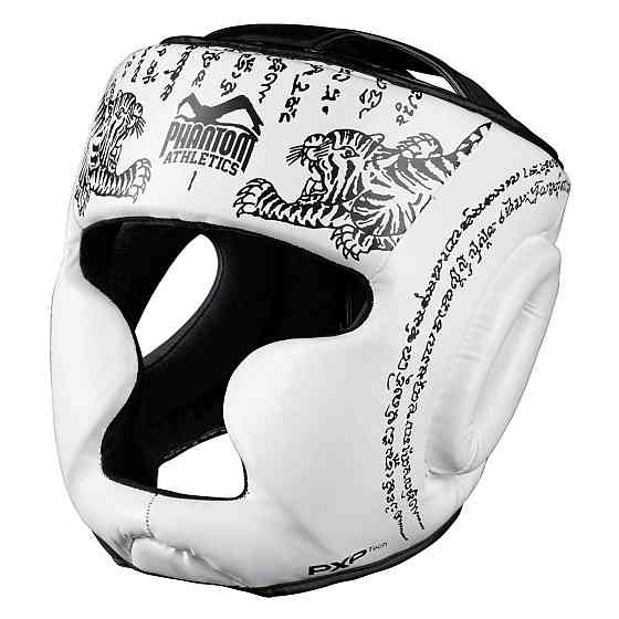 Боксерський шолом Phantom Muay Thai Full Face White (капа в комплекті) Кам'янське