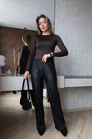 Прямые кожаные штаны на меху Choice 50-52, Черный Киев