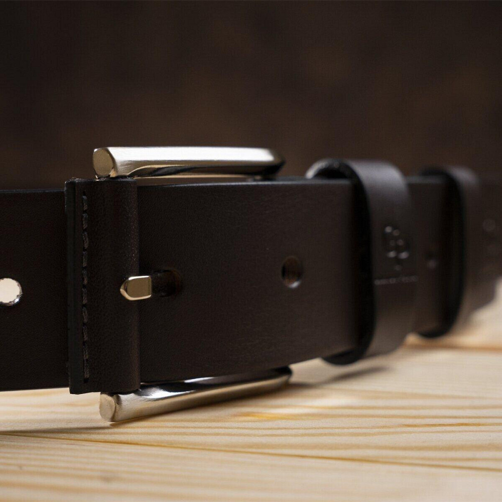 Эксклюзивный мужской джинсовый ремень из натуральной кожи GRANDE PELLE 00910 Коричневый Киев - изображение 7