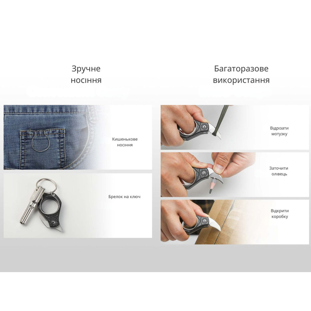 Ніж складаний кишеньковий Civivi Pyrus, (1.6 см) 14C28N / Carbon Fiber темно-сірий Київ - фото 12