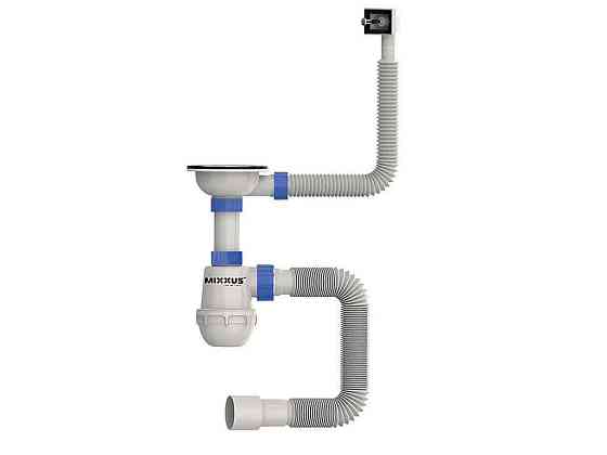Сифон для кухни с нерж. сеткой, гибкий перелив SK-02-A 3 1/2 x40 ТМ MIXXUS Киев