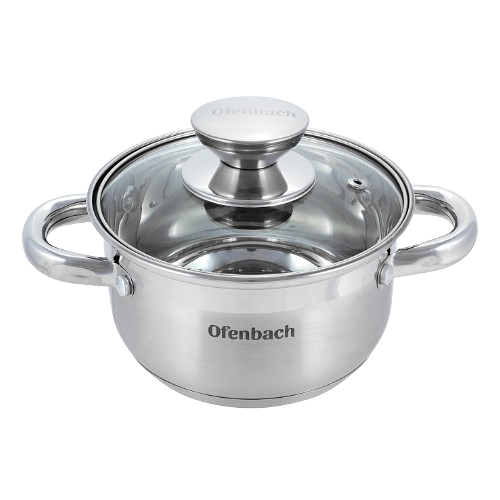 Каструля нержавіюча сталь 1,1л 14*8,5см з кришкою 100510 Ofenbach Житомир