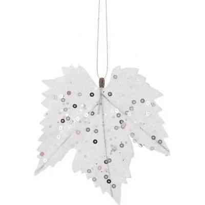 Елочная игрушка House Of Seasons Кленовый лист 6 шт белый (8718861667097) Винница