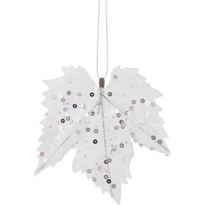 Елочная игрушка House Of Seasons Кленовый лист 6 шт белый (8718861667097) Винница - изображение 1