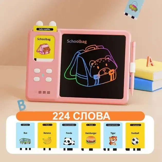 Говорящие обучающие карточки Монтессори для изучения английского языка 2в1 интерактивный планшет и цветная LCD доска для рисования 224 слов мышка Розо Коломыя - изображение 2