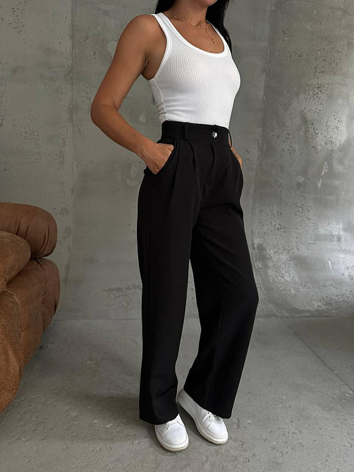 Жіночі базові штани палаццо костюмка Чорний, 46/48 Одеса - фото 10