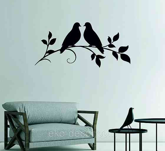 Декоративное настенное Панно «Две птички», Декор на стену 110*81 см, Черный Киев
