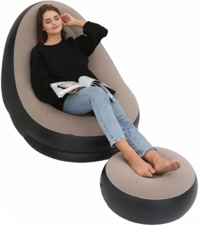 Надувное кресло с пуфом Air Sofa (велюровое покрытие) Винница