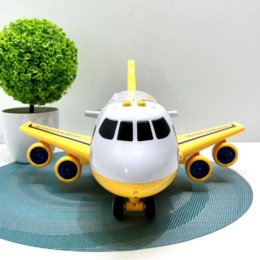 Літак вантажний звук підсвічування парогенератор інерція гумові колеса масштаб 1:64 Жовтий (660 A-311) Чернігів - фото 6