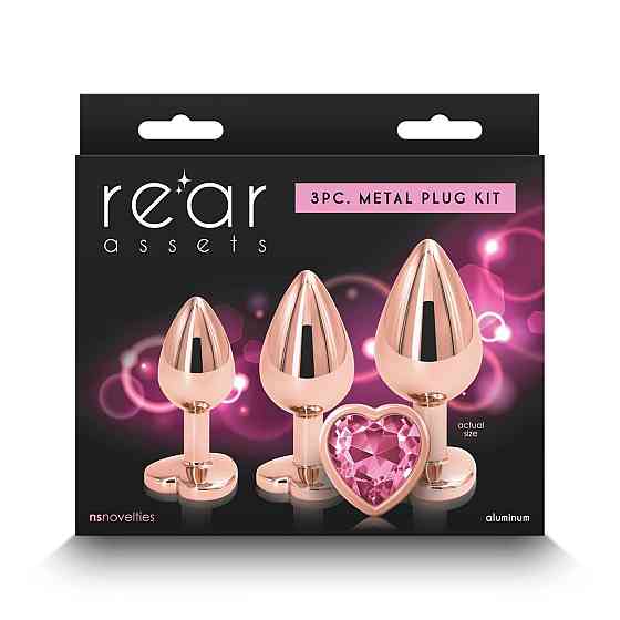 Набір анальних пробок NS Novelties Rear Assets - Trainer Kit - Rose Gold - Pink Heart Sex Aura Київ