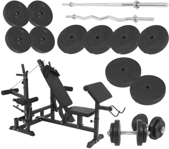 Тренажер Gorilla Sports Лавка Pod Sztangę 6W1 + Гриф Гантелі Obciążenia 130Kg Tz100411B130 Киев