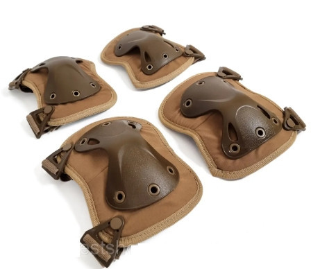 Тактический комплект Наколенники + налокотники из ударопрочного пластика FH 77 (Коричневый) Киев - изображение 3