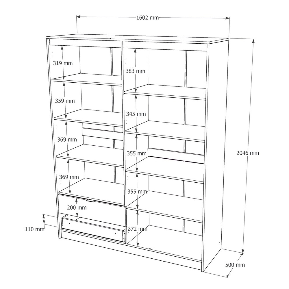 Шкаф распашной для одежды с выдвижными ящиками (полки - полки) Эверест Сити-1600 160,2х50х204,6 см Дуб сонома/Графит (DTM-071120) Львов - изображение 6