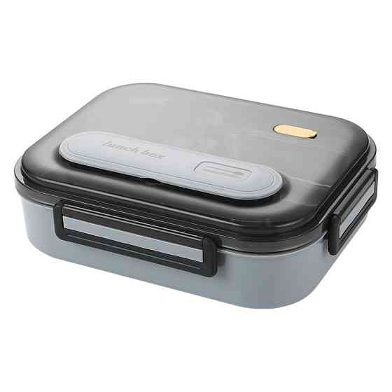 Ланч-бокс для горячей и холодной еды с контейнером из нержавеющей стали,столовыми приборами и ёмкостью для супа, чёрный Каменец-Подольский