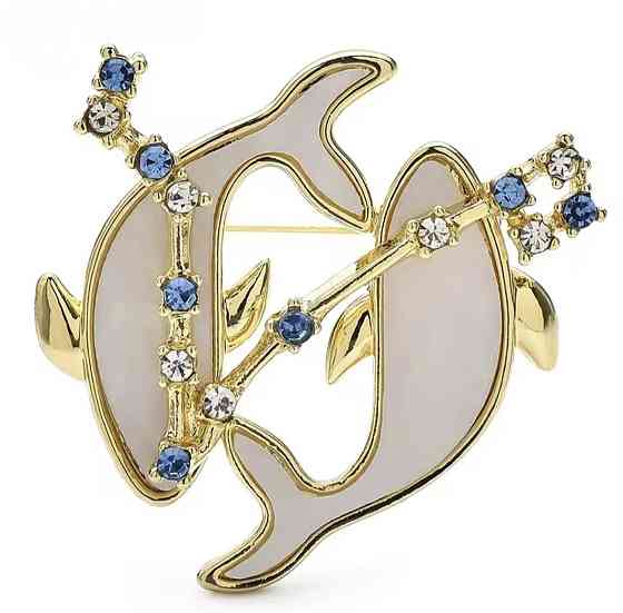 Брошка знак зодіаку "Риби" Золотистий Сміла