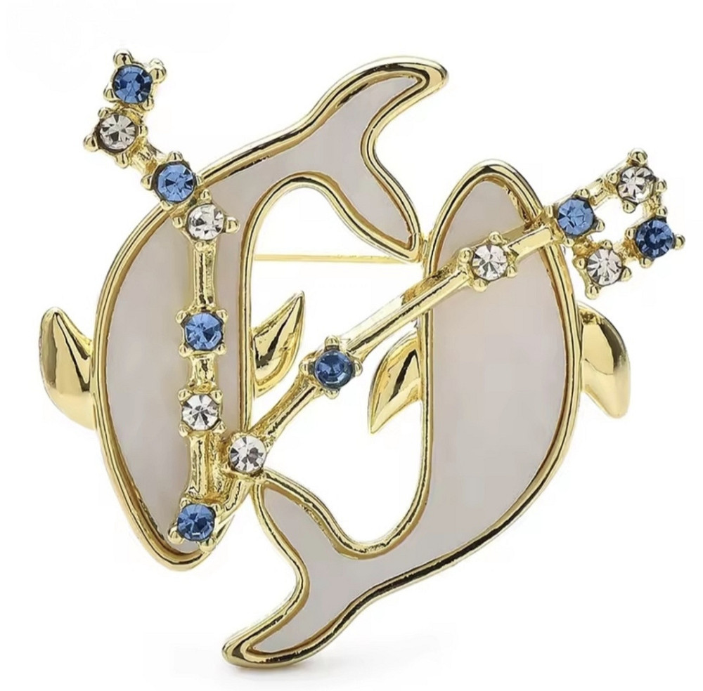 Брошка знак зодіаку "Риби" Золотистий Сміла - фото 1