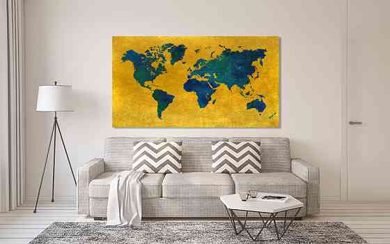 Картина полотно у вітальню / спальню   Мапа Світу MLP_371 ( 60х30см ) 90х180см Київ