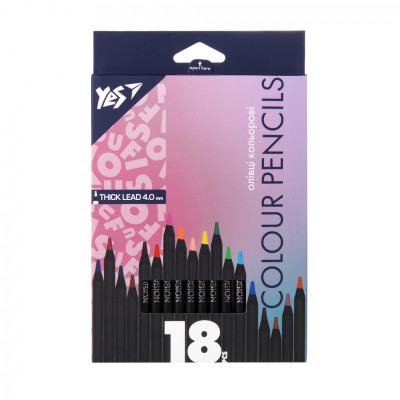 Олівці кольорові Yes Fusion, чорне дерево 18 кольорів (290767) Вінниця - фото 1