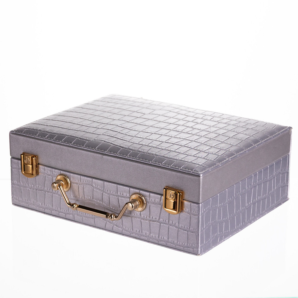 Скринька для прикрас з еко шкіри 19 відділень з дзеркалом 23.5×14×8 см Сірий HP-5-20G Коломыя - изображение 1