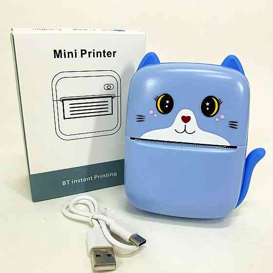 Портативный детский термопринтер с Bluetooth A8 Cat мини принтер для телефона Blue WG-91 Львов