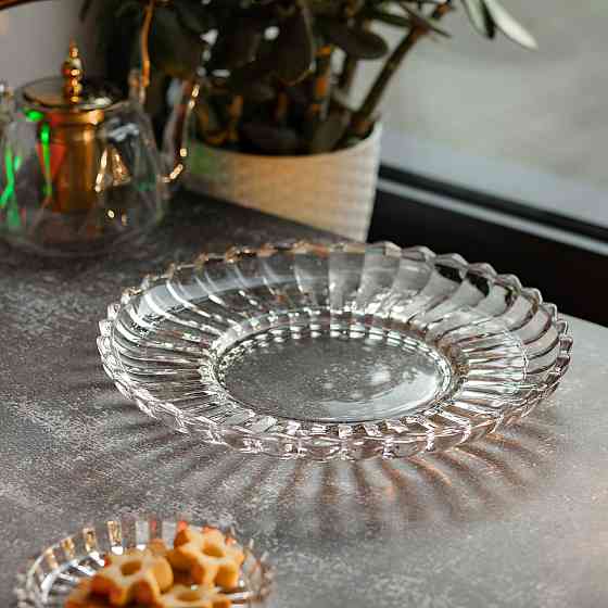 Сервірувальне блюдо Ø 28 см прозоре кругле для дому та кафе HP-YH-32 Коломия