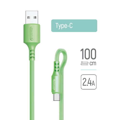 Кабель USB Type-C ColorWay CW-CBUC042-GR 2,4A 1м зелений Житомир