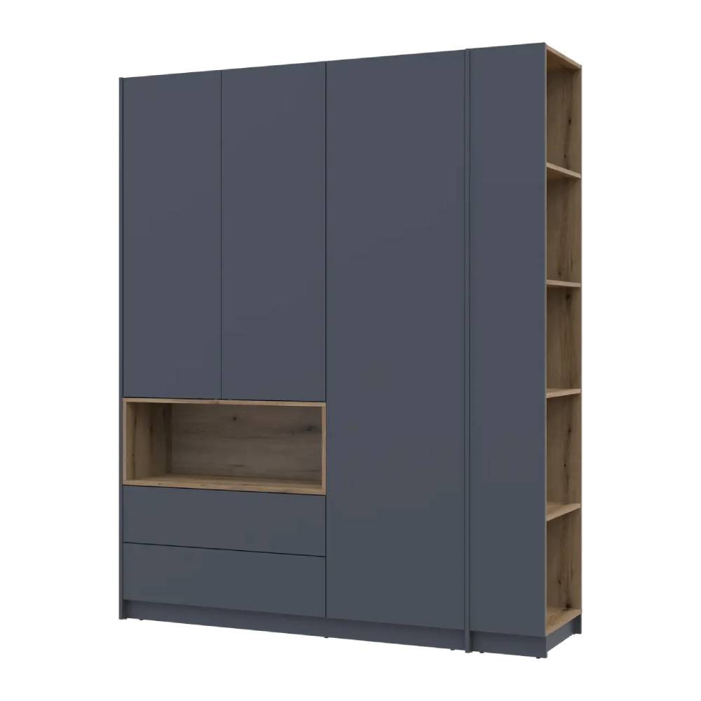 Шафа для одягу з нішою та етажеркою Doros Дейл Графіт/Дуб Евок 3 ДСП 178х52х220 DRS-011725 (44900337) Дніпро - фото 2